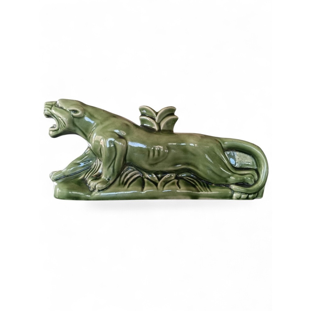 Vintage Panther TV Lamp Planter Pot Original Green 1950s Vintage  Works